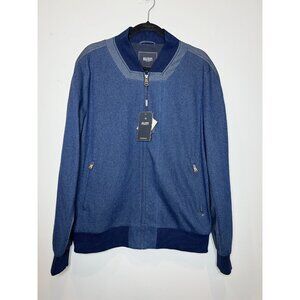 NOS Onassis NYC Full Zip Ribbed Trim Varsity Bomber Jacket Blue Large $228